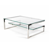 Mesa auxiliar, mesas auxiliares anidadas, línea de acento moderno, mesa lateral, forma rectangular con vidrio doble para restaurante, Hotel, banquete