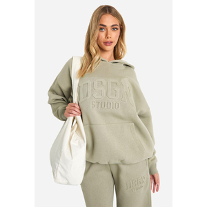 Sweats à capuche d'hiver pour femmes à imprimé personnalisé à épaules tombantes haute qualité 100% coton à manches longues uni décontracté surdimensionné à capuche cordon de serrage - Product Image 1