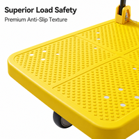 Chariot de manutention industriel pliable et silencieux à quatre roues, robuste, portable, pour entrepôt, avec plateforme, idéal pour outils et petits remorques (OEM)