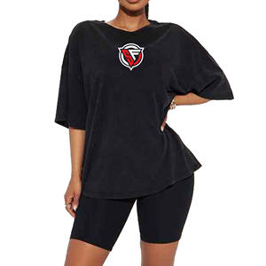 T-shirt surdimensionné délavé à l'acide vintage personnalisé pour femmes Coupe ample Col rond T-shirt à manches courtes pour femmes fabriqué au Pakistan - Product Image 1