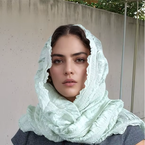 Châle en soie Odemis 100% tissé à la main, luxe, 75x200cm, foulard turc froissé, longue écharpe pour femme - Product Image 1