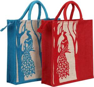 Sac fourre-tout en jute 100% écologique de haute qualité sac en jute naturel avec motifs imprimés vente de textiles et de produits en cuir - Product Image 3