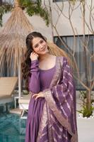 Vestido Largo de Mujer Tennecy, de Georgette, Antiarrugas, Reversible, de Secado Rápido, para Bodas Indias/Pakistaníes, Fiestas Diwali