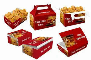 Kotak kemasan makanan ayam goreng ramah lingkungan Logo kustom kotak kemasan makanan cepat