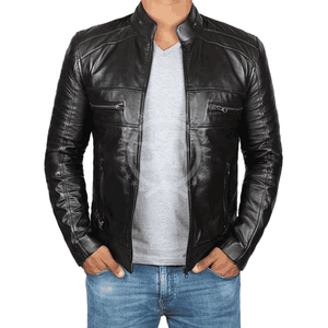 Haute qualité hommes PU veste solide col montant peau de vache Design à la mode lumière caractéristique pour printemps automne hiver-High Street - Product Image 1