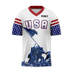 Camisetas de fútbol americano personalizadas, Unisex UNIFORMES DE EQUIPO, ropa deportiva transpirable de poliéster 100% sublimada corta, OEM, venta al por mayor a granel - Product Image 1