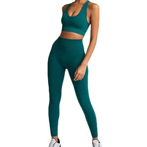 Séchage rapide taille haute femmes vêtements actifs ensemble bout à bout Leggings Spandex vêtements de sport soutiens-gorge sport et Fitness ensembles sans couture vêtements de Yoga - Product Image 1