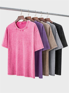 เสื้อยืดโอเวอร์ไซส์สไตล์วินเทจผ้าคอตตอนฟอกสี100% ขนาดใหญ่เสื้อฮิปฮอปทรงบ็อกซี่พอดีตัวสไตล์ใหม่ - Product Image 6