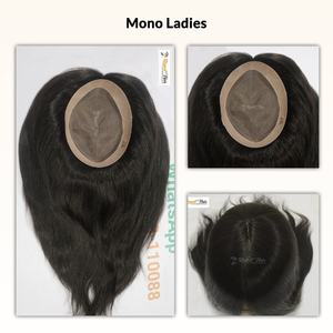 REGENT Premium Main Attaché Trame Droite Vague Naturelle Dames Toupet Indien Remy Cheveux Mono PU Base Personnalisable Emballage Stock - Product Image 6