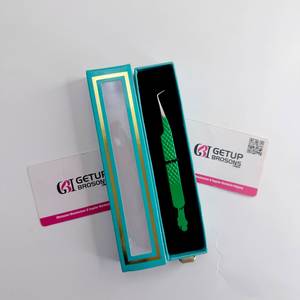Pince à épiler pour cils GETUP BROSONS en acier inoxydable, pointe lisse, prise en main parfaite, longueur 10 mm, outils de précision, emballage en boîte, logo personnalisé - Product Image 5