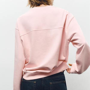 OEM moda sudaderas de gran tamaño cuello redondo suelto hombro caído manga larga personalizado de alta calidad sudadera de mujer - Product Image 4