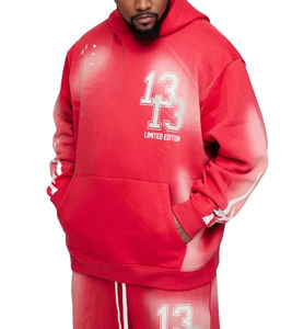 Survêtements d'hiver 2026 grande taille, style streetwear uni, en polaire à capuche, avec broderie effet vieilli, pantalon de survêtement évasé délavé à l'acide - Product Image 4