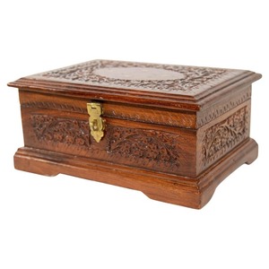 Boîte à bagues en papier recyclable Boîte à bijoux en bois sculptée à la main avec artisanat traditionnel pour boucles d'oreilles bagues - Product Image 1