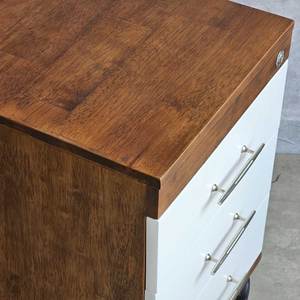 Contemporary 3-<b>Drawer</b> Mobile Cabinet 50x40x50cm Rubber Wood White Doors with Locks for Office and <b>Workshop</b>-TCN68048 - Product Image 4