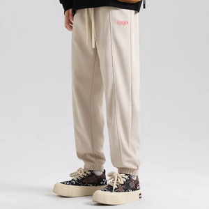 Pantalon de jogging en coton polaire de haute qualité pour hommes, taille élastique, nouveau pantalon de survêtement d'hiver teint en couleur unie, top ventes, service OEM décontracté - Product Image 4