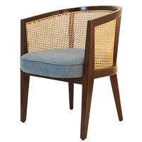 Chaise de salle à manger en bois de manguier de style moderne européen de haute qualité, avec revêtement en tissu gris, chaise de salle à manger, chaise de chambre d'hôtel, chaise en rotin