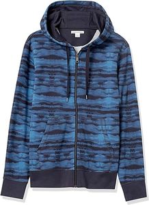 Sweat à capuche zippé intégral en molleton 100 % coton, col à capuche, impression numérique, motif uni, détail poche, teinture unie, pour homme, automne - Product Image 3