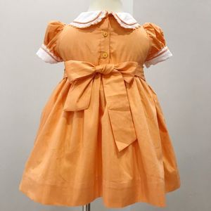 Mignon citron jaune smocké filles robe-personnalisé brodé A-ligne princesse robe-OEM-ODM - SM12062023 - Product Image 3