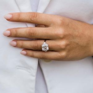 ล่าสุดนักอัสเชอร์โมอิสเพชรสีขาวตัดกับ925แหวนเงินสเตอร์ลิงสำหรับผู้หญิงที่มีความคมชัดล่าสุดตัดแนวแฟนซี - Product Image 3