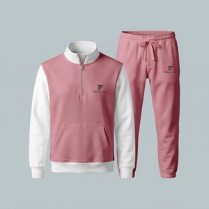 Conjunto Deportivo de Invierno para Hombre, Color Sólido, con Cierre de Cremallera de un Cuarto, Precio Razonable, Logotipo Personalizado, Corte Regular, Mangas Largas, Transpirable - Product Image 2