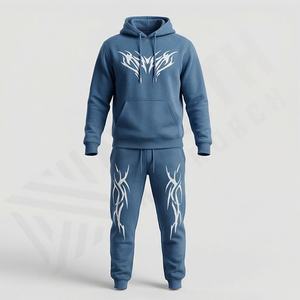 Conjunto Deportivo Extra Grande 100% Algodón para Hombre, Logotipo Personalizado, Impresión Puff, Transpirable, Diseño de Diseñador, Precio al por Mayor, Ropa de Invierno de Dos Piezas - Product Image 1