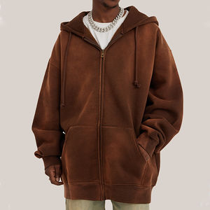 Sweat à capuche personnalisé épais 300-500 Gsm avec fermeture éclair complète et impression personnalisée vêtements d'hiver du fabricant pour l'automne - Product Image 2