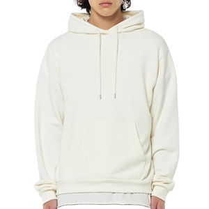 Sweat à capuche décontracté pour homme à épaules tombantes, coupe régulière personnalisée, en molleton bouclette polyester/coton, respirant pour l'hiver - Product Image 1