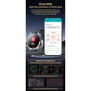 AOSENWELL MT900 ECG PPG Montre connectée avec écran bleu, éclairage flash, SOS, alerte course nocturne, surveillance de la température corporelle, du sommeil et du rythme cardiaque, IP67 - Product Image 5