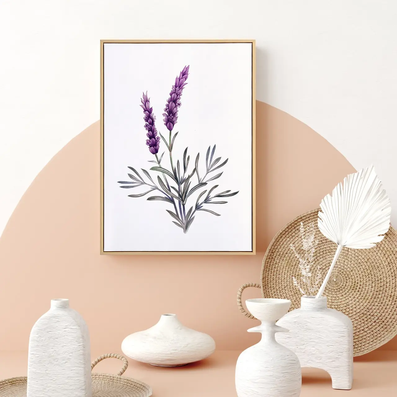 framed digital art purple romantic lavender painting with frame floral hanging picture