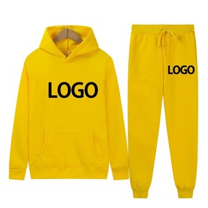 Conjunto de dos piezas personalizado para otoño e invierno con Sudadera con capucha y pantalones a prueba de viento, chándal de algodón 100% de moda para hombres de Color sólido - Product Image 6