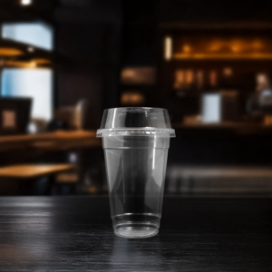 Vasos de plástico desechables transparentes de alta calidad 14/16/24oz Tapas de vasos de pared simple Tamaño de 95mm Compatible con bebidas/café/jugo - Product Image 1