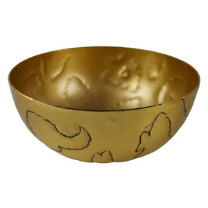 Classical Brass Fruit Bowl Decorative Gold Plated Table-Ware Embossed Antique Finishing Snack Bowl Best For Table Decoration