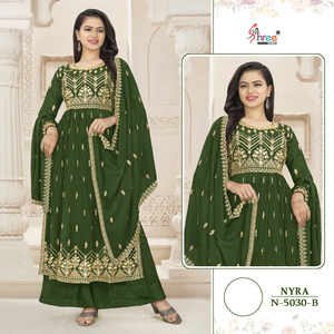 Costume Salwar en fausse georgette de couleur incroyable avec Dupatta avec broderie, fournisseur de mode pour femmes, vêtements de festival de meilleure qualité - Product Image 3