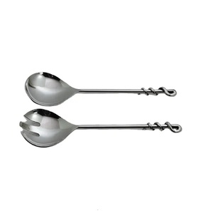 Service à salade en acier inoxydable de haute qualité avec poignée en laiton décoratif outil à salade en acier mains à salade couverts en métal cuillère fourchette - Product Image 3