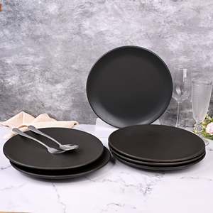 High Quality Matte Grey Ceramic <b>Dinner</b> Plate <b>Set</b> 6 10.5 Inch Minimalist Luxury Design ABS for Parties Hotels Customizable - Product Image 1