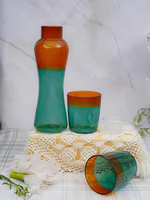 Ensemble de bouteilles en verre élégantes Borotech G-203 Teal Amber, fabriquées à la main en Inde, style américain, avec bouchon push-pull, cadeaux d'affaires, fêtes
