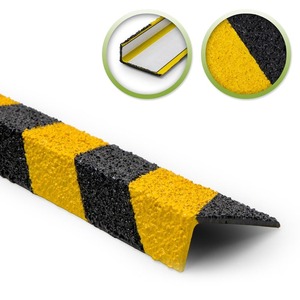 Profilo di bordo antiscivolo in GFRP, medio, nero/giallo, L 1000 mm, autoadesivo - Product Image 1