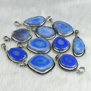 Alta calidad Solar cuarzo rebanada piedra preciosa colgante joyería hermosa calidad diseñador venta al por mayor Collet colgante collar suministro - Product Image 3