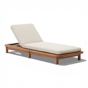 Chaise longue en teck moderne pour l'extérieur avec dossier réglable et coussin, idéale pour les piscines, les complexes hôteliers et les jardins - Product Image 2