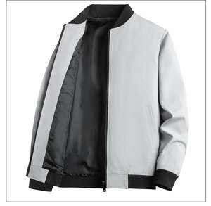 แจ็คเก็ตบอมเบอร์ฤดูหนาวของผู้ชายเสื้อหนาปกติระบายอากาศได้ผ้าแคนวาสปักด้านหน้าคอวี - Product Image 5