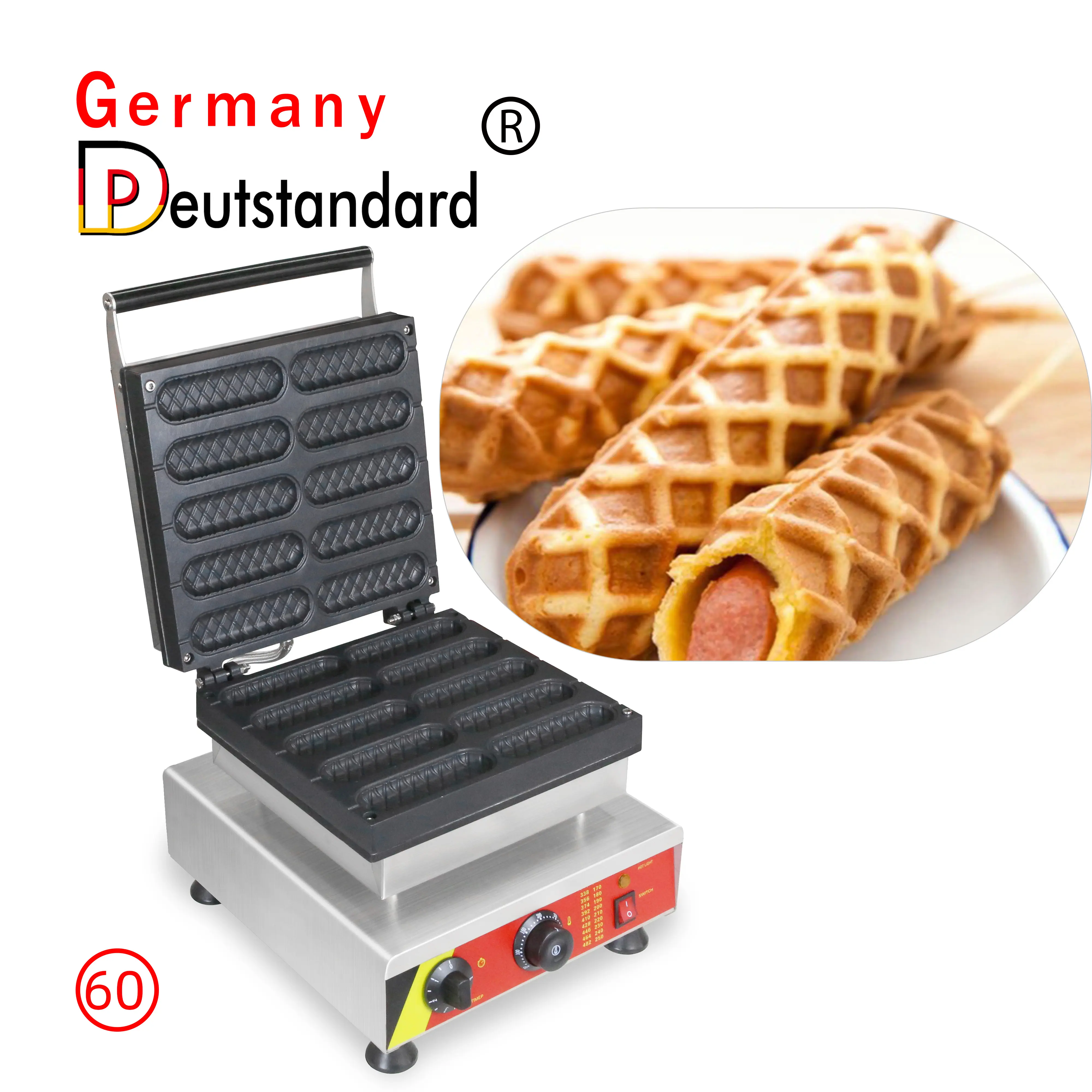 Máquina para hacer gofres de perro caliente, wafles para hacer gofres en palo, NP-60 estándar alemán