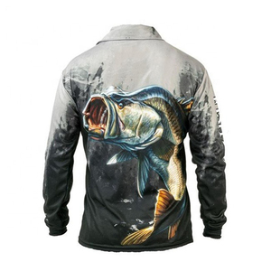 Camisas de pesca Manga larga Upf Botón de protección Uv Ropa de pesca con camisa de senderismo con estampado sublimado personalizado - Product Image 2