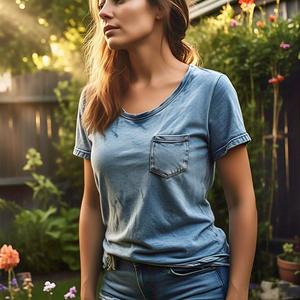 Lavage à l'acide Vintage Tee Shirt Ladies Summer Top Sportswear Stone Wash T Shirt Casual Light Quick Dry T-Shirt - Product Image 2