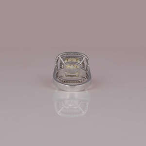 Diamant personnalisé jaune taille coussin cultivé en laboratoire Double Halo 14KT bijoux en or massif dernière conception Bling bague de fiançailles pour cadeau - Product Image 3