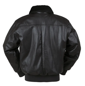 Veste en cuir à manches longues personnalisée OEM pour les hommes Stand vestes en cuir décontractées hiver pour hommes vestes personnalisé fermeture éclair Patch - Product Image 3