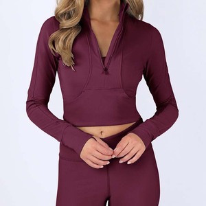 Vente en gros personnalisé léger tricoté sweat-shirt pour femmes poids lourd à manches longues crop top sweat à capuche zippé cordon mignon polaire - Product Image 2