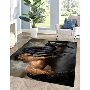 Alfombra Estampada: Alfombra con Diseño de Dos Caballos, Alfombras para Amantes de los Caballos, Alfombras con Diseño de Animales, Alfombra Suave No Tejida - Product Image 5