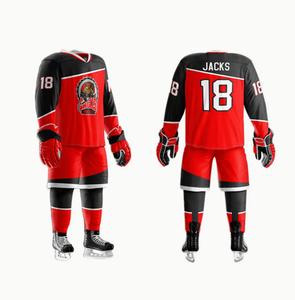 Uniforme de hockey brodé personnalisé en polyester 100% Service OEM Vêtements de hockey sur glace sublimés de haute qualité pour l'entraînement Ensembles vierges - Product Image 1