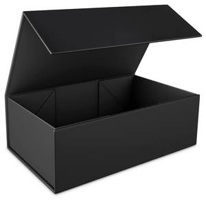 Caja de regalo negra, Cajas de Regalo de 9,5x6x3 pulgadas para regalos con tapas Cierre magnético Rectángulo plegable para padrino - Product Image 1