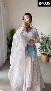 Indian Ethnic Wear Tabby <b>Silk</b> <b>Organza</b> Digital Print Fancy Anarkali Gowns with <b>Organza</b> Dupatta for Wedding Wear and Festival Wear - Product Image 5